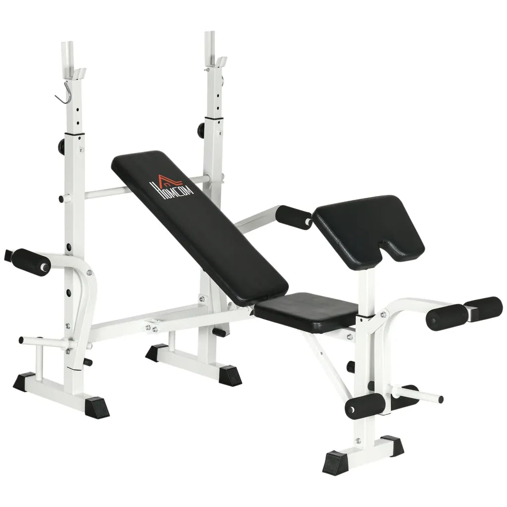 HOMCOM Banco de musculación regulable en altura con presse à jambes y pupitre à biceps