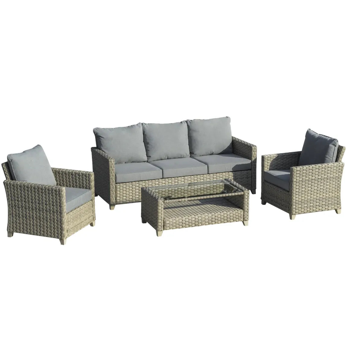 otsunny conjunto de jardín 5 piezas en résine tressée – sofá exterior, mesa d’appoint, structure aluminio