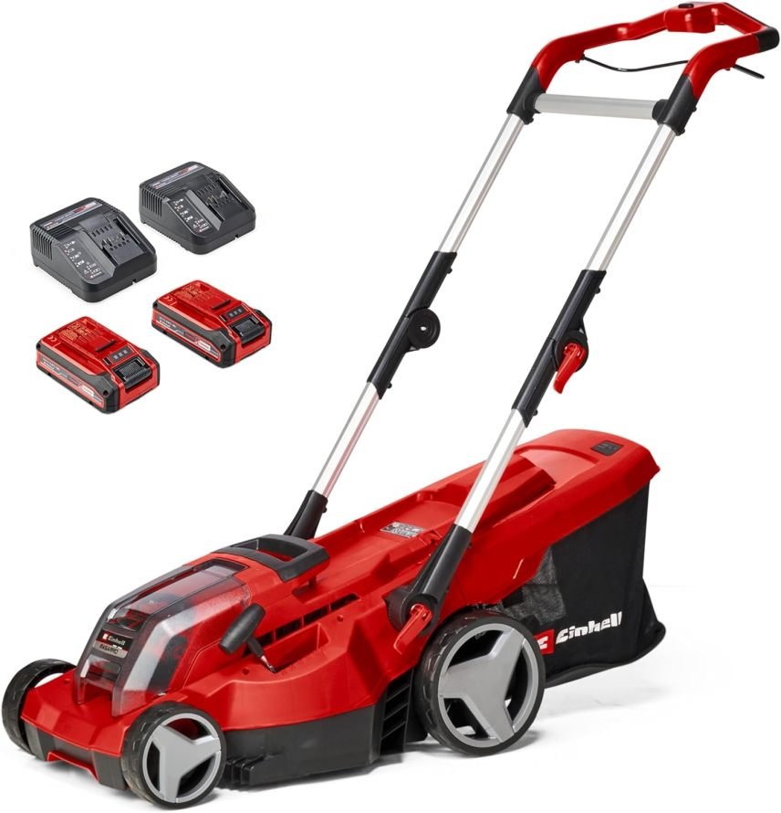 Einhell RASARRO 36/42 Kit Power X-Change Cortacésped inalámbrico – 36 V, ancho 42 cm, jusqu’à 725 m², moteur sin balais, bac 50 L, mulching, 2 baterías