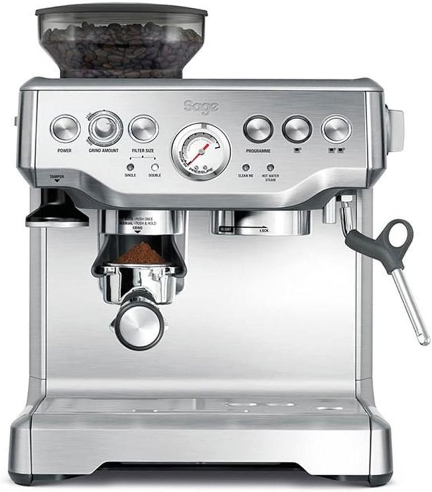 Sage The Barista Express Cafyera espresso – Mosseur à lait manual, broyeur intégré, 16 réglages de moture, moture automático, mosse