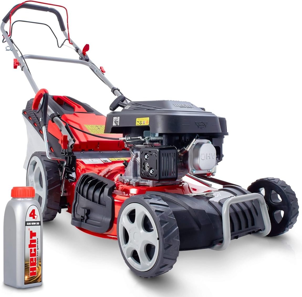 HECHT Cortacésped thermique 5-en-1 autotractée – Jusqu’à 1000 m², moteur 4 temps, cope 46 cm, mulching, éjection latérale