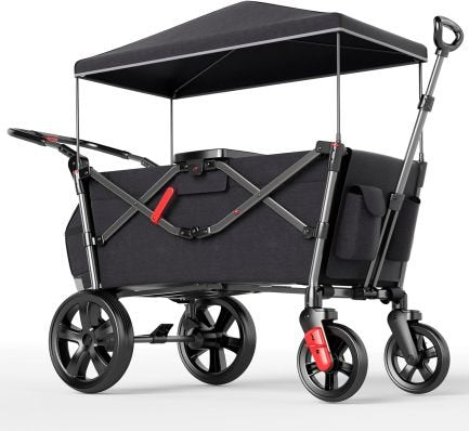 EVER ADVANCED Chariot cochecito plegable para 2 niños con techo – 2 harnais 5 points, bolsa à langer, sièges, traction/possée y frein au pie