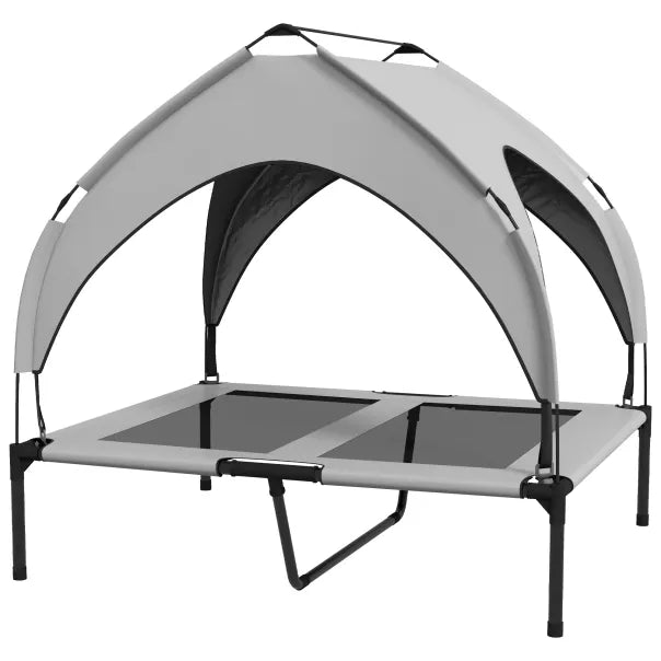 PawHut cama surélevé para chien exterior con techo – Gris clair, respirant