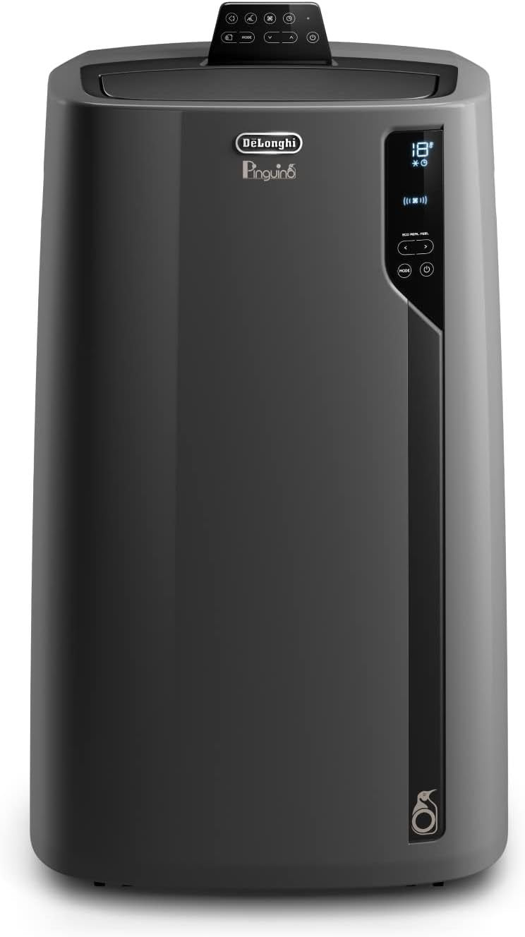 De'Longhi pinoguino PAC EL112 CST aire acondicionado mobile con tuyau d’évacuation – Jusqu’à 110 m³, déshumidificateur, ventilation, minuterie 24 h, negro