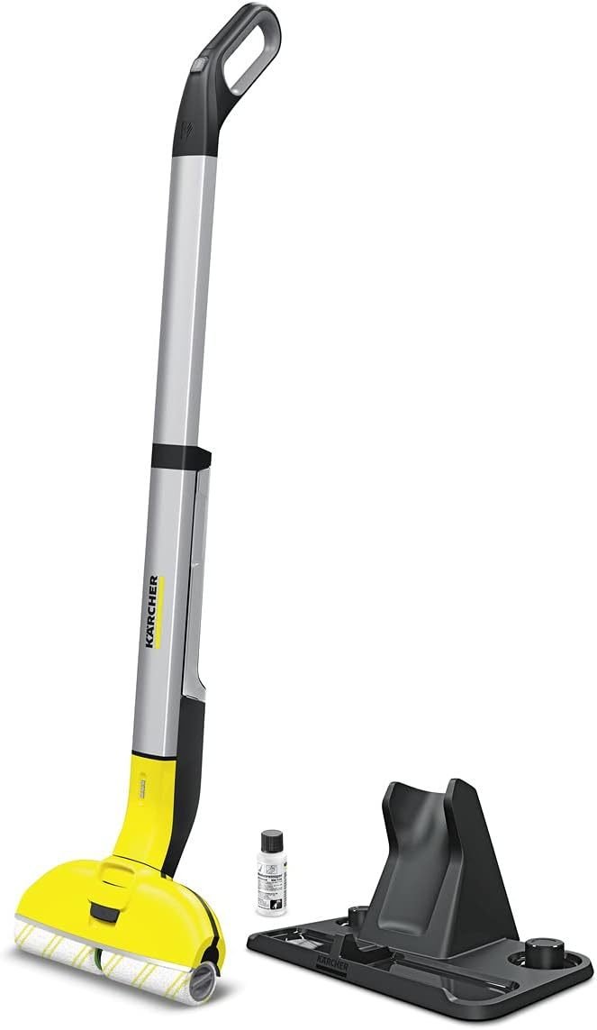 Kärcher EWM 2 Balai eléctrico inalámbrico – 2 roleaux microfibre rotatifs, autonomía env. 20 min, jusqu’à env. 60 m² par charge, blanco