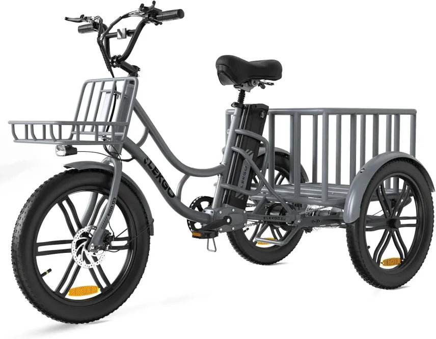 ELEkgo EGO03 Tricycle cargo eléctrico 500 W, 48 V 18 Ah, pantalla LCD, pneus 20 × 3,0 poces