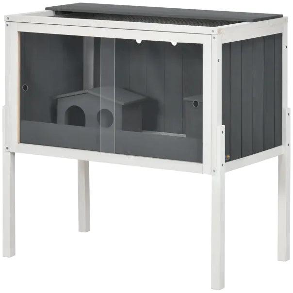 PawHut Cage para hamster nain de madera con estantería y puertas colissantes acryliques