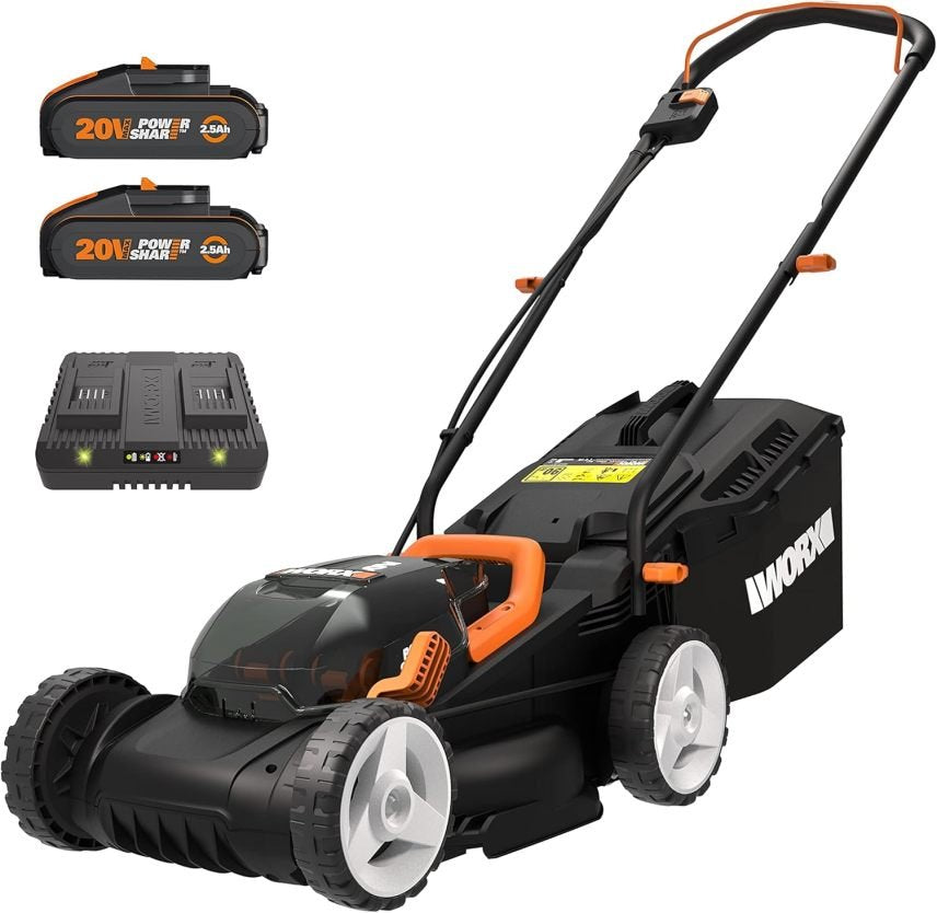Worx Nitro WG779E Cortacésped inalámbrico 34 cm – 40 V PowerShare PRO, 2 baterías 2,5 Ah y cargador incluido