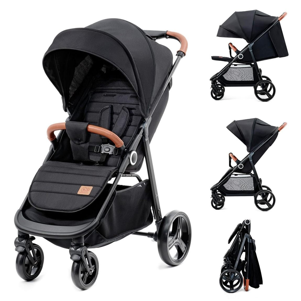 Kinderkraft grandee PLUS cochecito de la naissance à 22 kg – Pliage une main, position allongée, grandee capote con ventana, 4 ruedas suspendues, siège