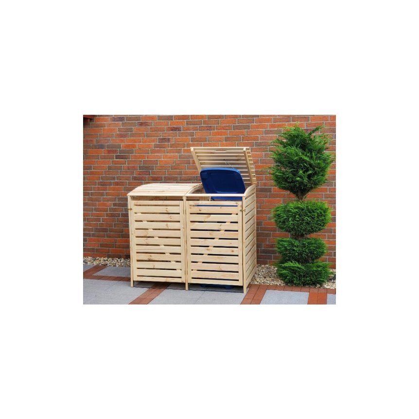 Cubo de basura exterior « Vario III » en pino