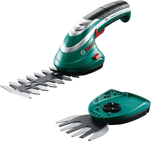Bosch Isio Kit cisaille à gazon inalámbrico – 3,6 V, lame 12 cm, écartement 8 mm, guantes de jardín XL y étui sople incluido, Amazon Edition