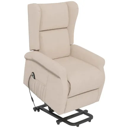 HOMCOM Fauteuil releveur eléctrico relax – Position librement regulable, blanco crème