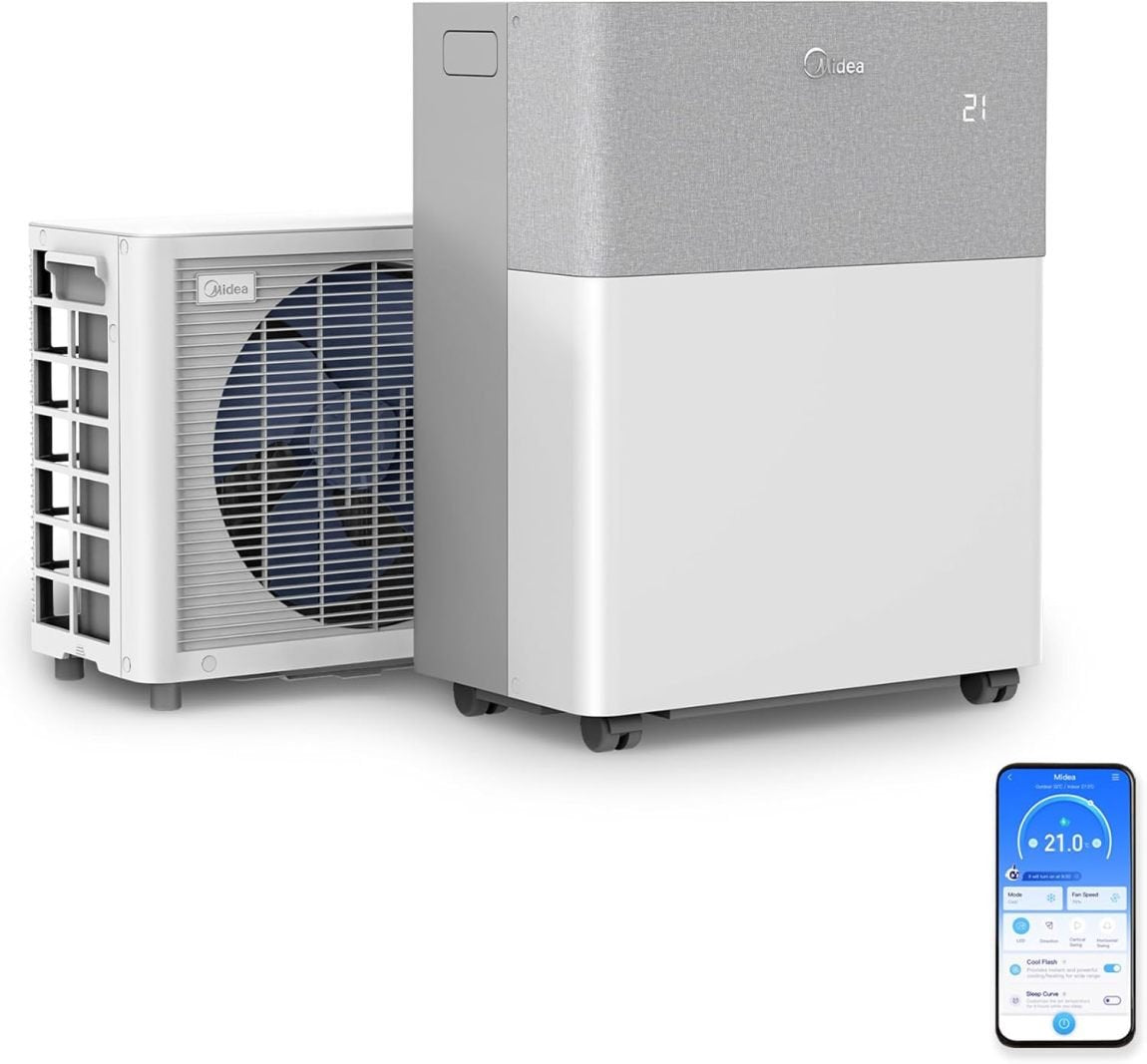Midea PortaSpcama aire acondicionado mobile con pompe à chaleur – Froid A++/calefacción A+, 12 000 BTU, 3,5 kW, jusqu’à 42 m²/105 m³, seulement 39 dB(A) en