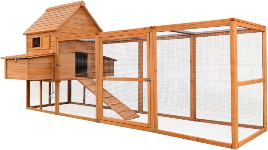 Wiltec Gallinoero de madera marron 3100 × 1500 × 1500 mm – Parque, pondoirs, abri, grillage y bac à déjections galvanisé