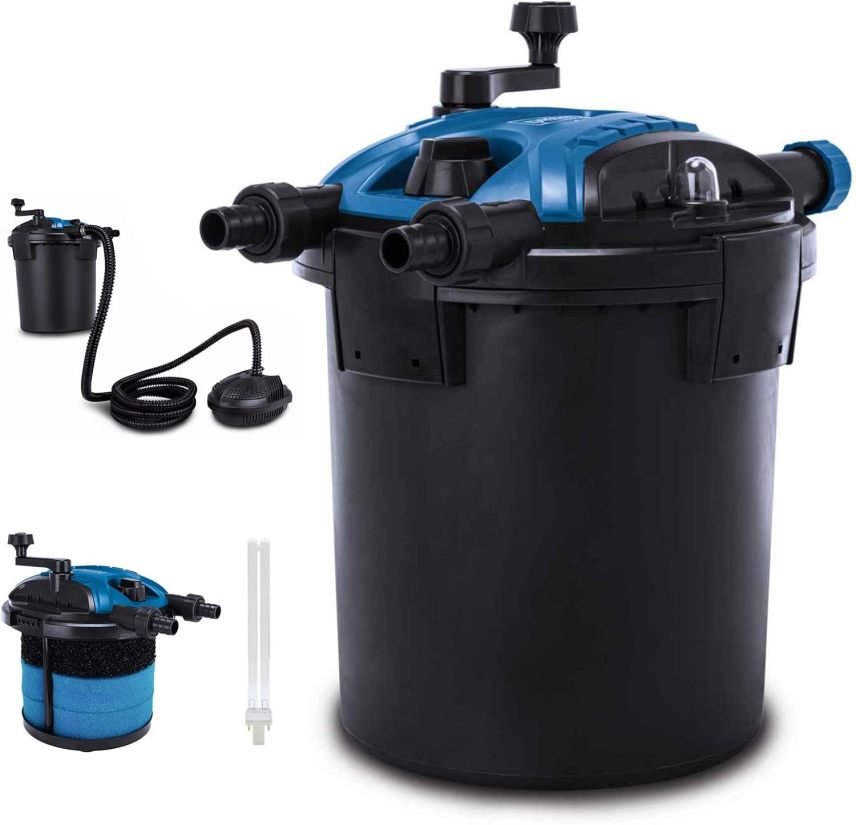 Scheppach PFS8000 Kit filtre sos pression para bassin | Jusqu’à 8 000 L | Débit 4 000 L/h | Clarificateur UV-C 11 W con Spino Clean