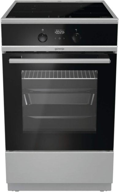 Gorenje GEIT5C61SPG Cuisinière induction pose libre 50 cm, horno 70 L – Argent, PerfectGrill, AirFry, FrozenBake, mode pizza 300 °C, AquaClean