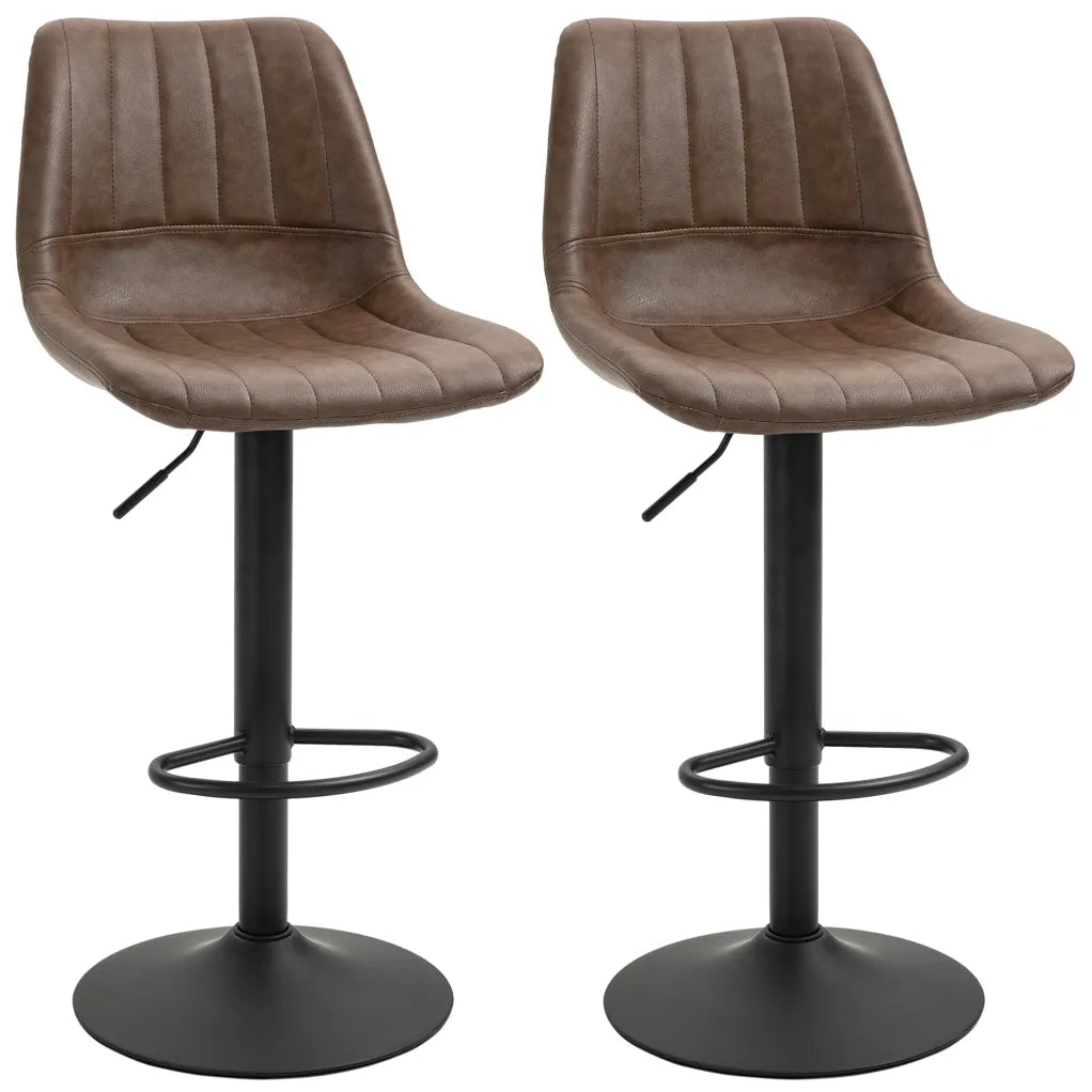 HOMCOM lote de 2 taborys de bar regulables en altura – Similicuero marron