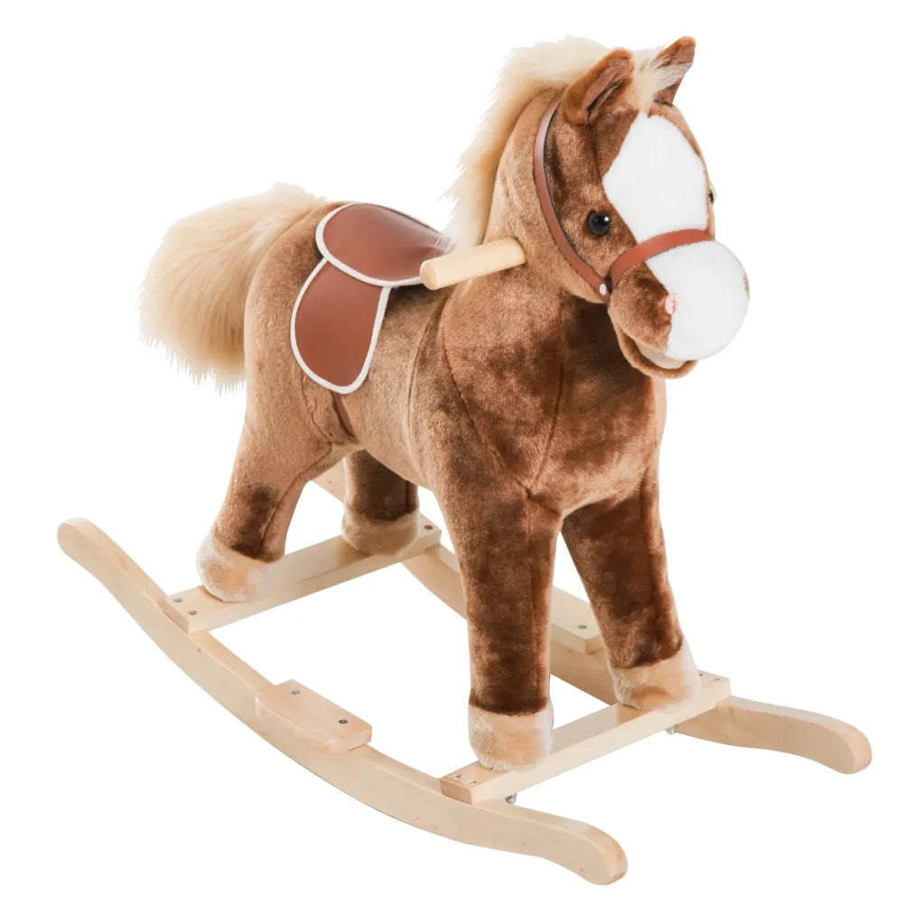 HOMCOM Cheval à bascule niño en peluche remborrée y sécurisée