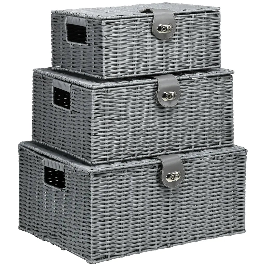 HOMCOM lote de 3 paniers de rangement tressés à la main con tapas