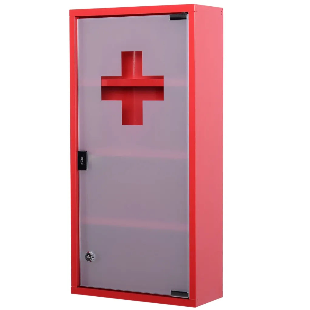 HOMCOM armario à pharmacie verroillable – overdeure Tip-On y verre de sécurité