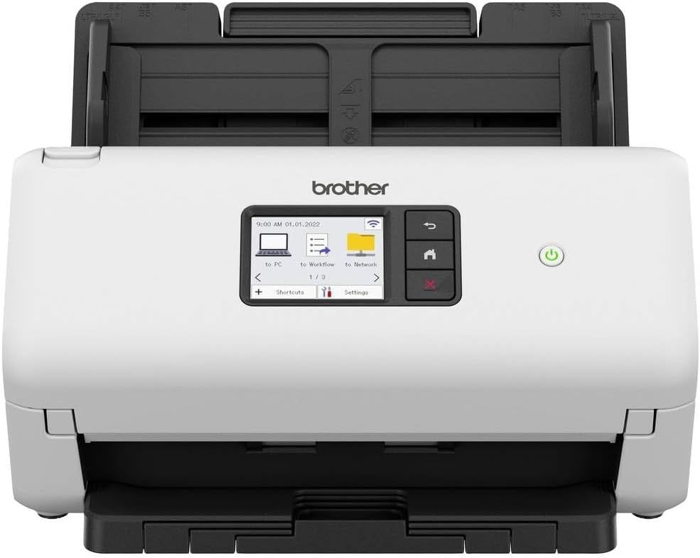 Brother ADS-4500W Scanner de documents – USB, LAN, Wi-Fi, recto verso, pantalla tactile, blanco