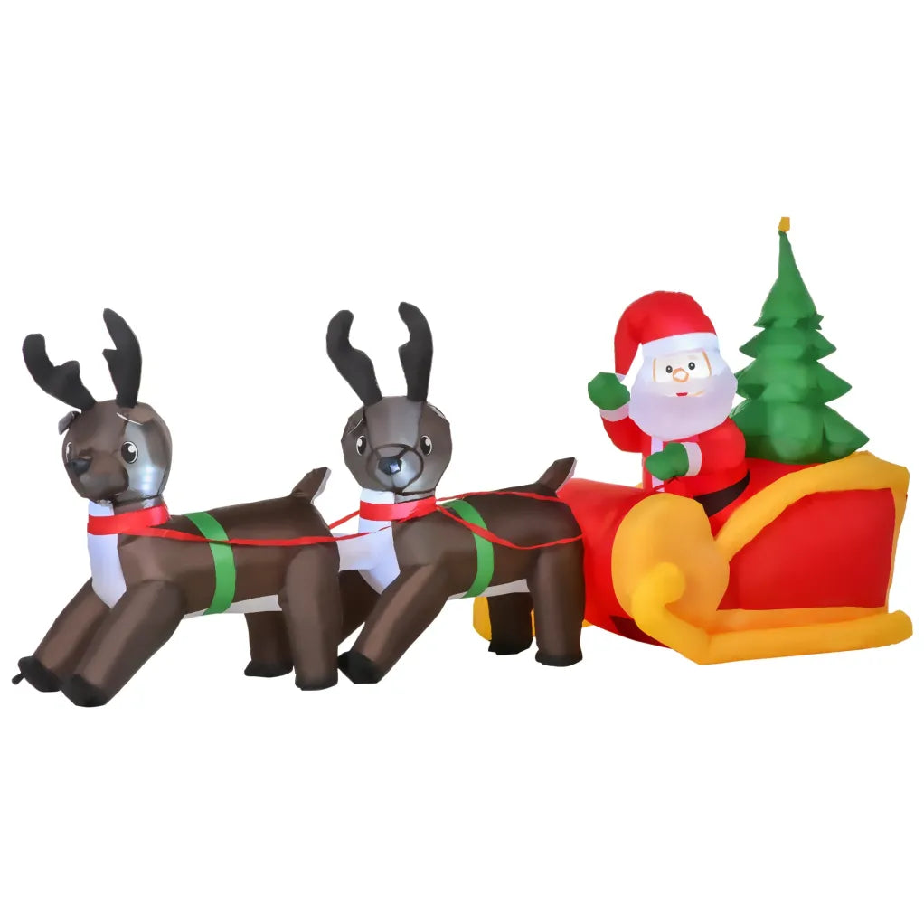 HOMCOM Papá Noel inflable con traîneau y rennes, LED, IP44