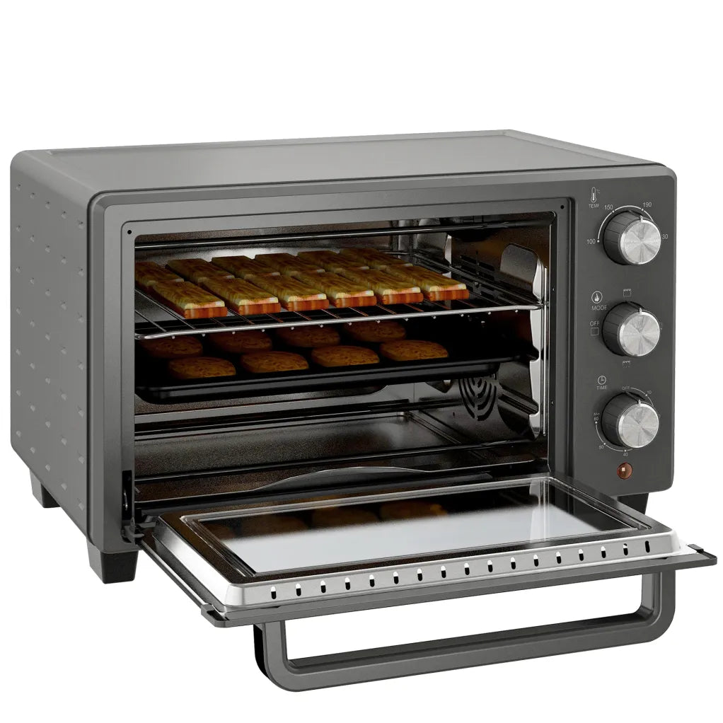 HOMCOM Mini-horno polyvalent de acero acero inoxidableydable con réglage précis de la temperatura